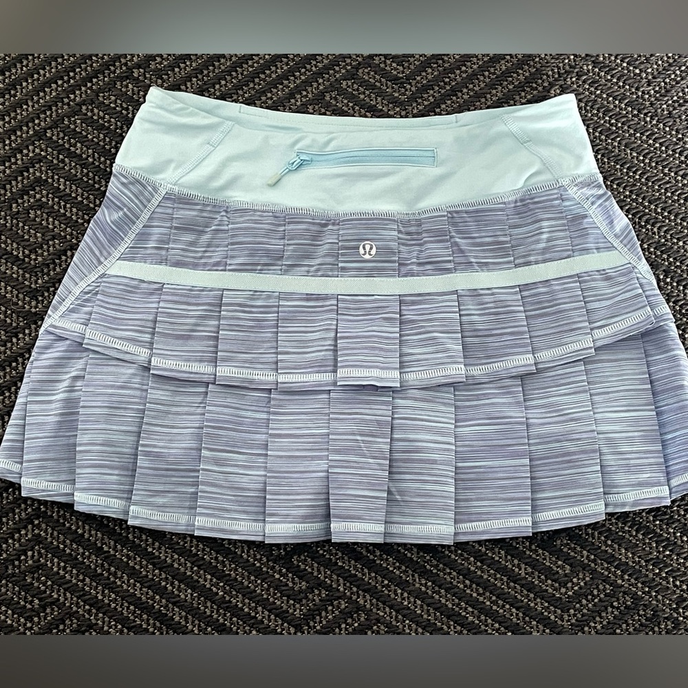 Lululemon Pace Setter Skirt • Pow Stripe Lilac Beach Glass Sz 4 • Rare